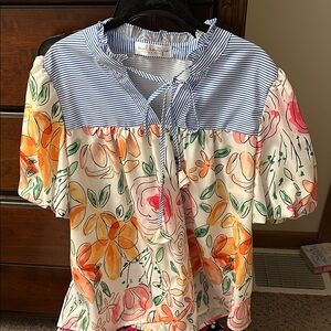 Mod Boutique Floral/Striped Blouse